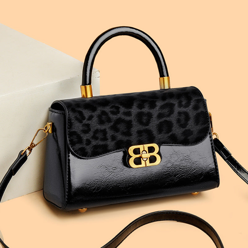 Women's Retro Suede Fashion Portable Trendy Leopard Shoulder Bags