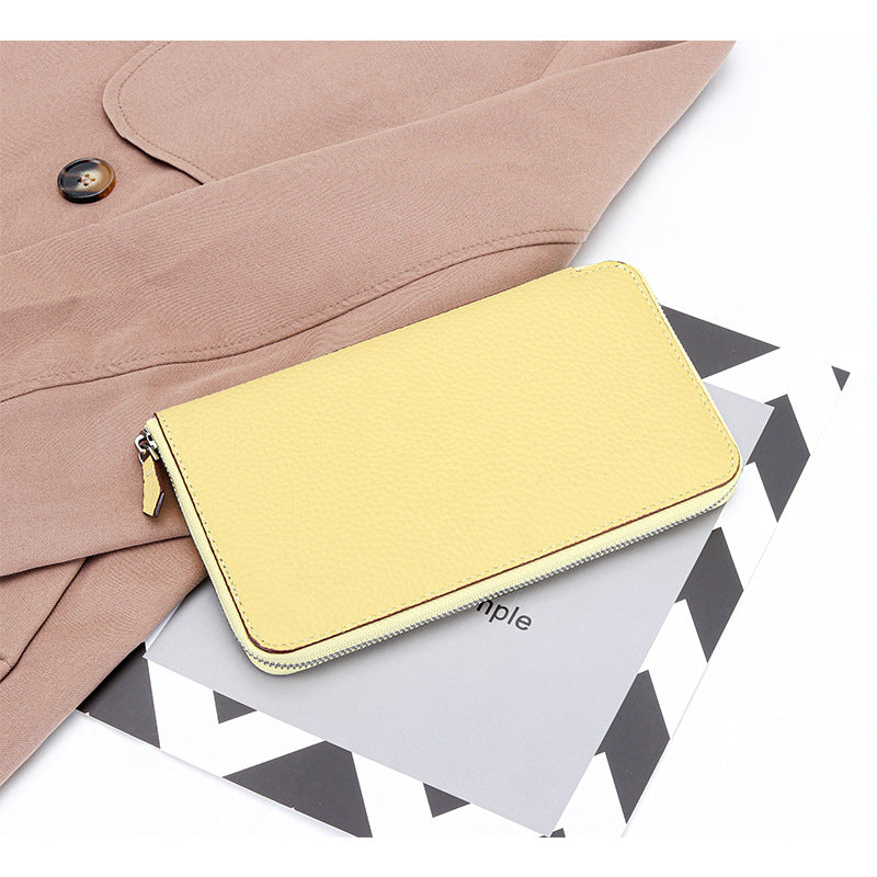 Women's High-grade Pure Cowhide Long Multifunctional Zipper Clutch Fashion Genuine Ladies Wallet