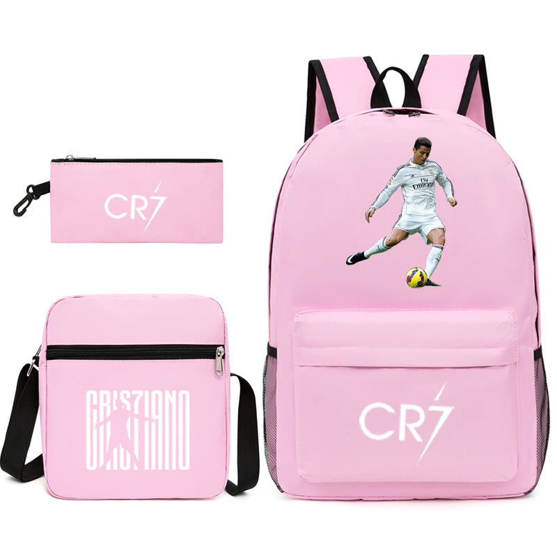 Football Luo Peripheral Printed Three-piece Set Backpacks