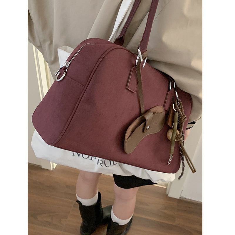 Women's Design Portable Commuter Suede Bowling Large Armpit Bags