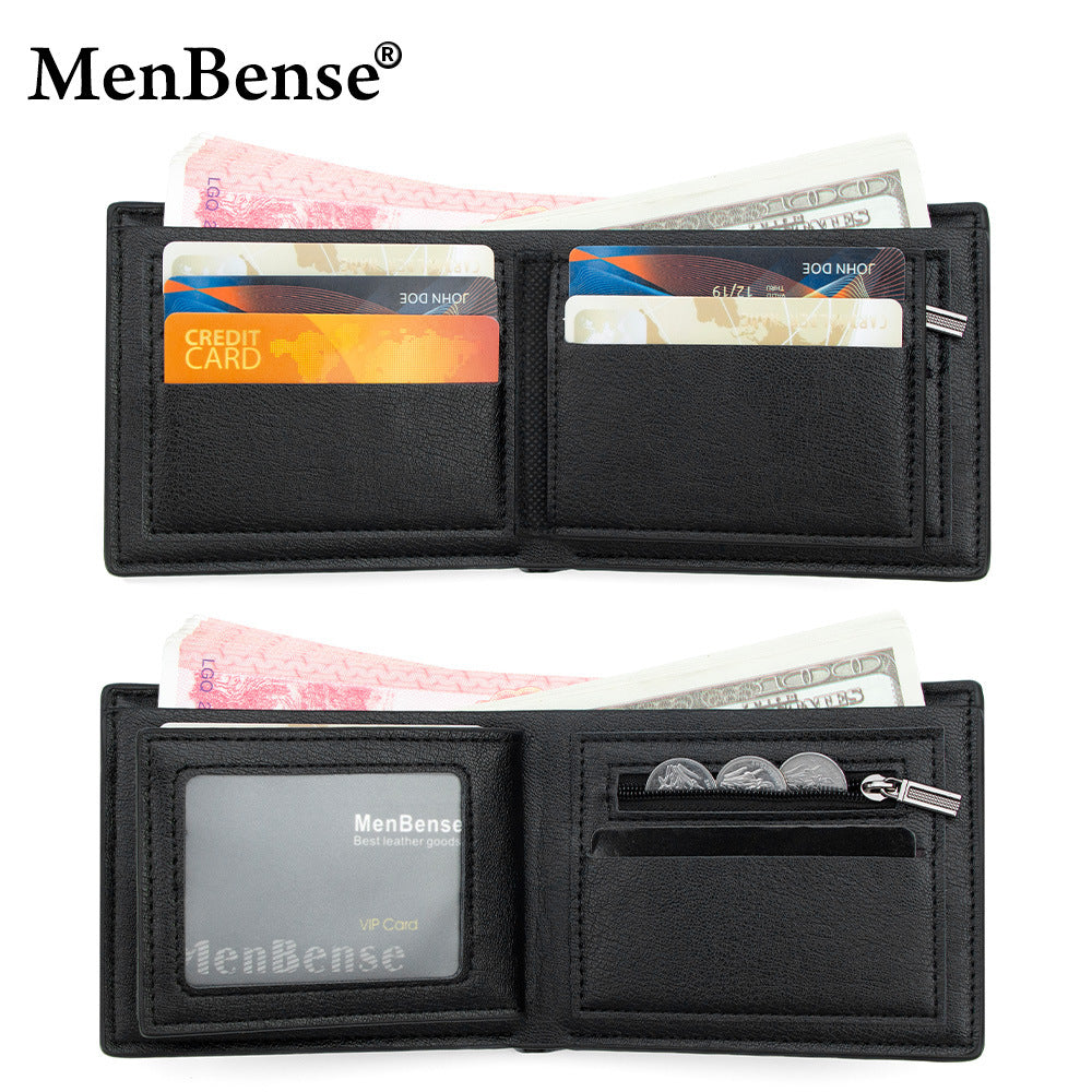 Men's Hinge Short Large Capacity Three Fold Multiple Men's Wallet