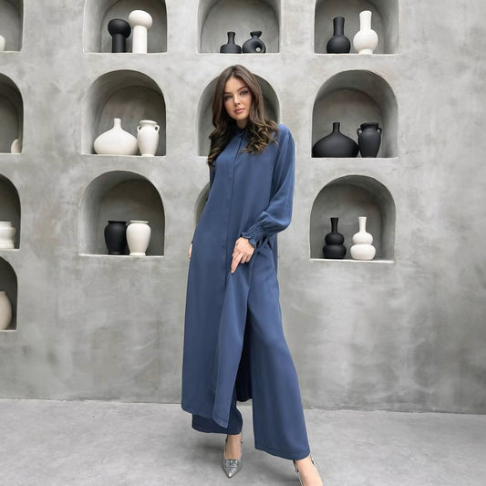 Women's Long Sleeve Split Stand Collar Shirt Suits