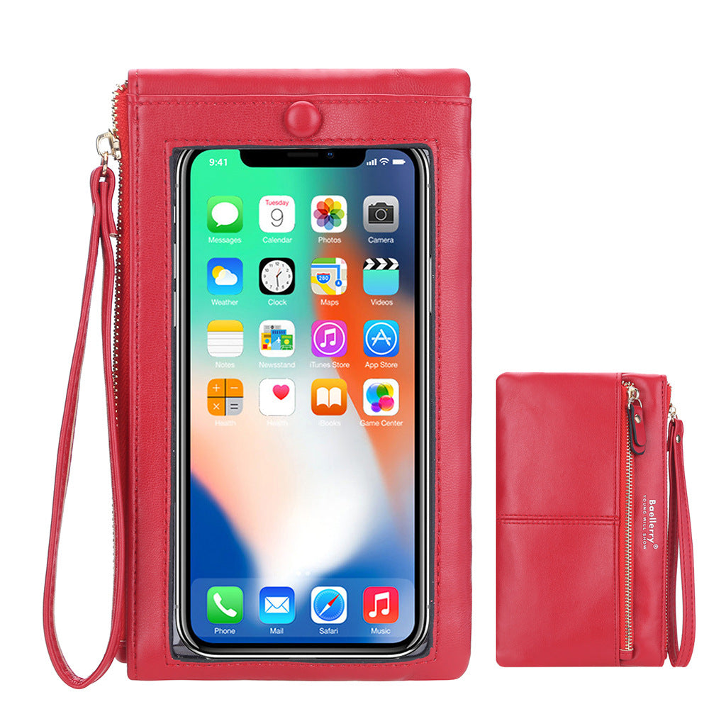 Women's Long Korean Touch Screen Zipper Clutch Phone Bags