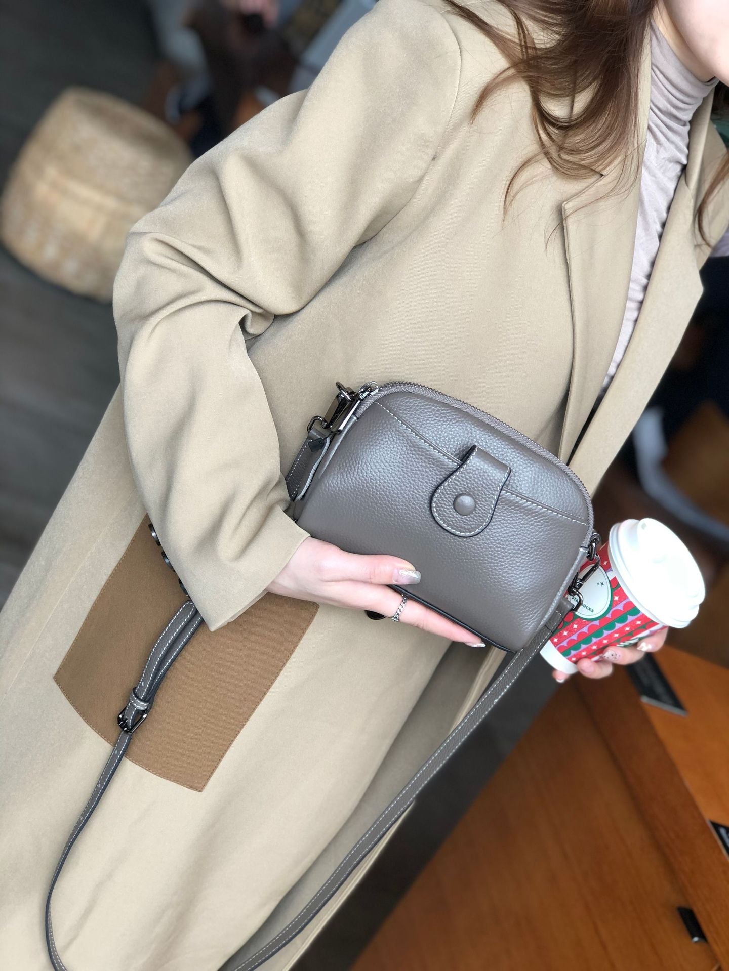 Women's Genuine Leather Cattlehide Fashion Mobile Crossbody Bags