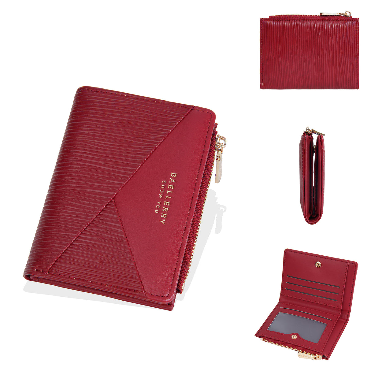 Women's High-grade Bark Pattern Short Large Capacity Two-fold Ladies Wallet