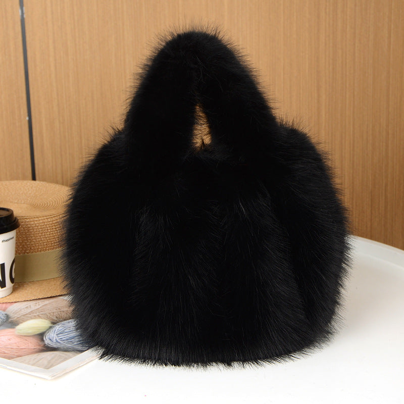 Fur Imitation Fox Plush Vegetable Basket Bags