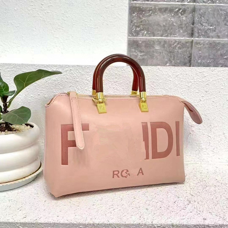 Women's F Vintage Indentation Printed Boston Temperament Handbags