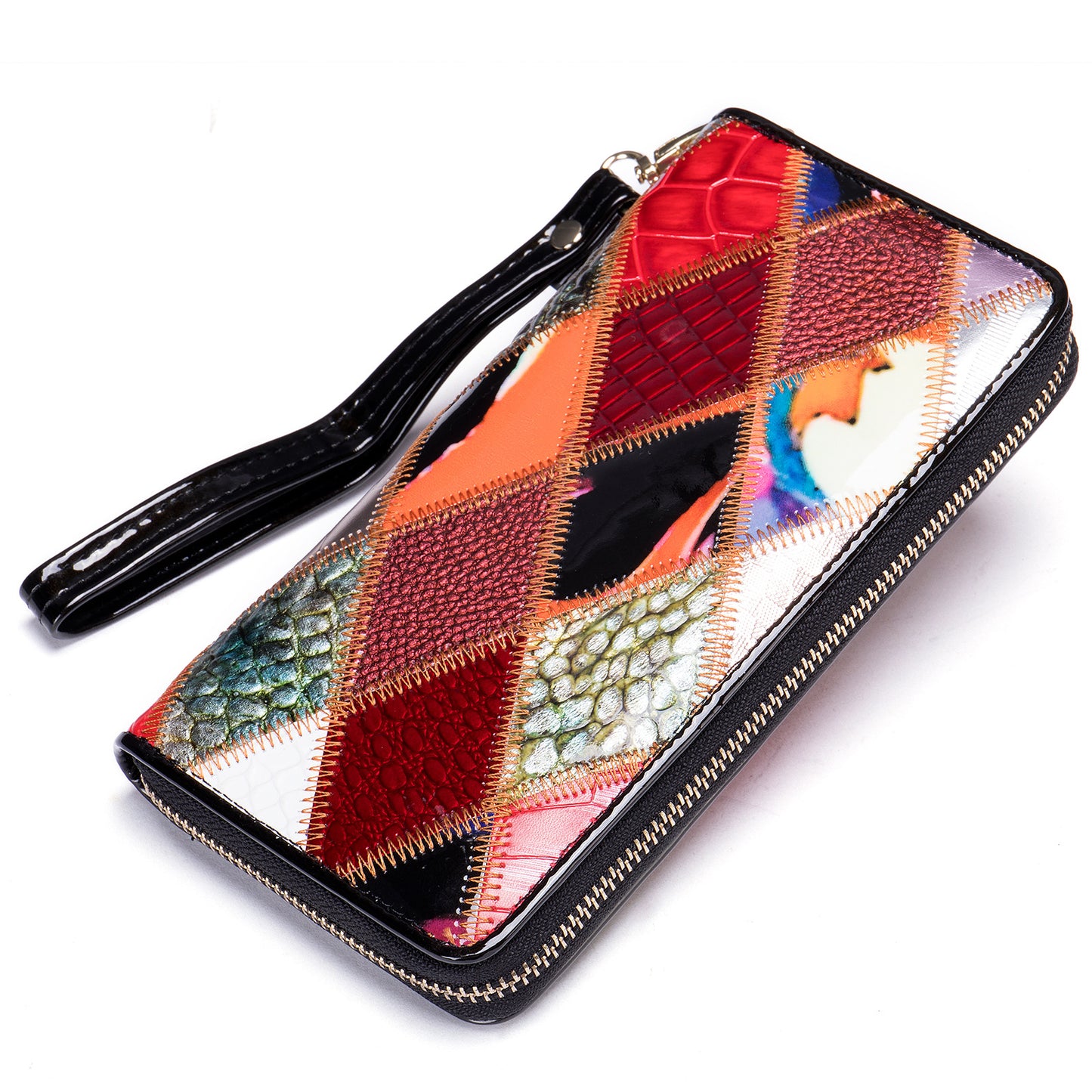 Women's Clutch Long Ethnic Style Leather Stitching Ladies Wallets