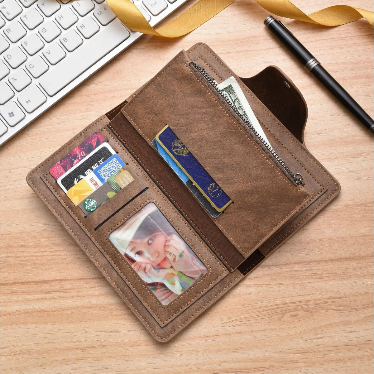 Men's Large Capacity Zipper Retro Clutch Expansion Men's Wallet