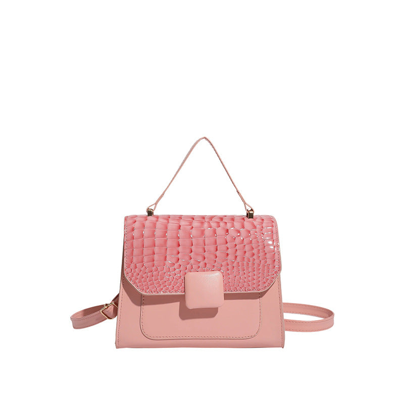 Women's Fashion Trendy Large Capacity Simple Stitching Texture Portable Small Square Bags