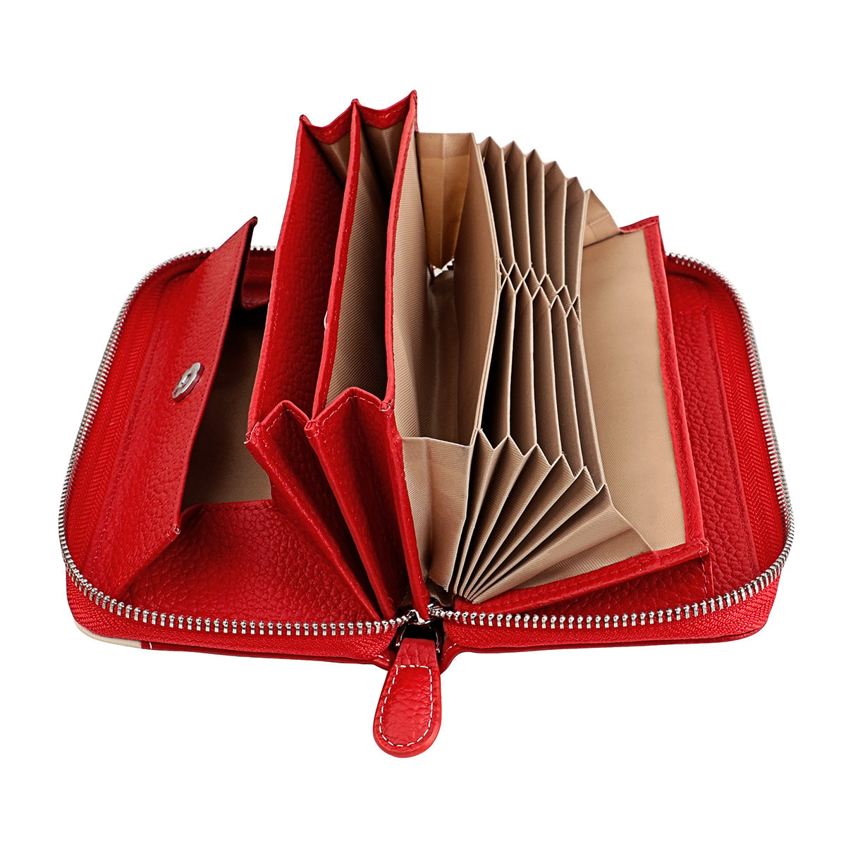 Passport Style First Layer Long Cowhide Ladies Wallet