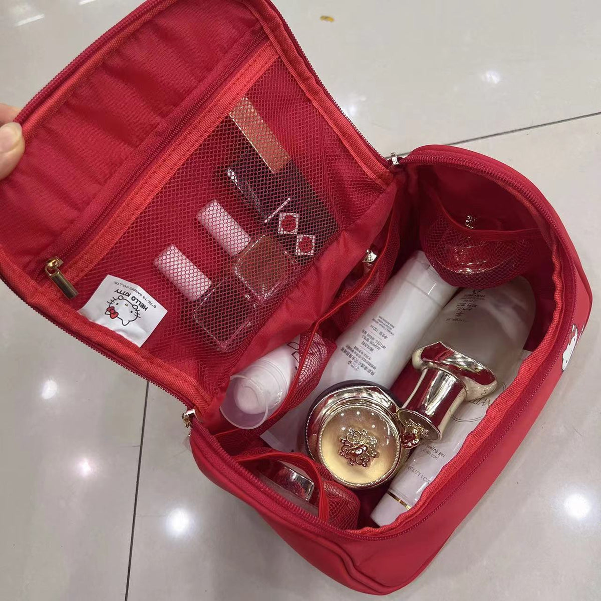 Women's Authorized Korean Style Portable Large Capacity Wash Cosmetic Bags