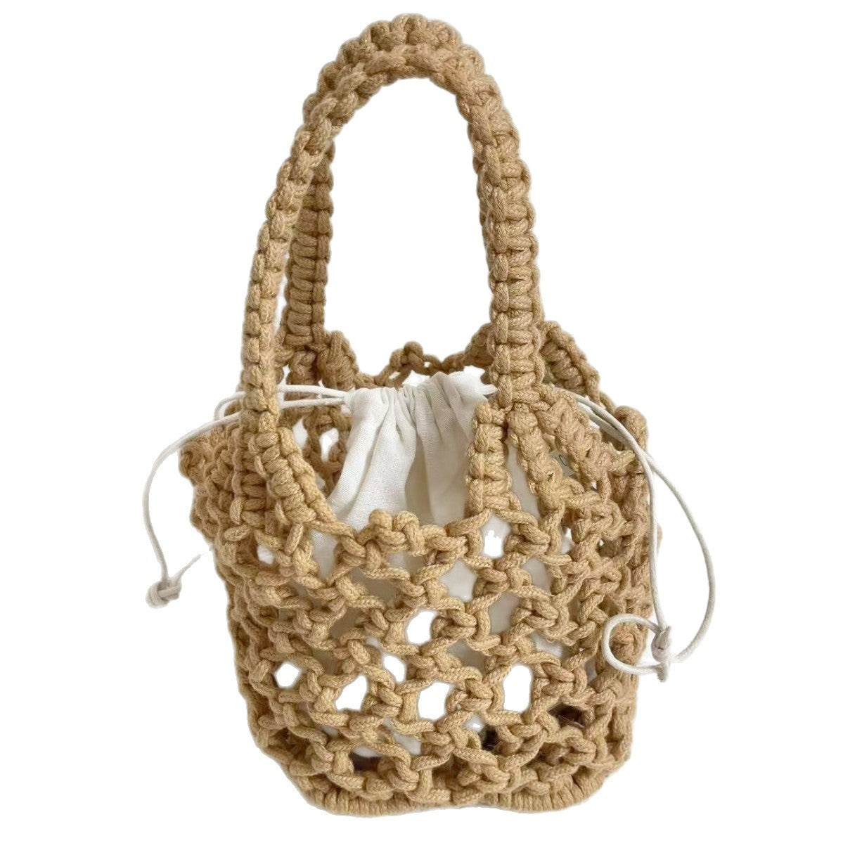 Cotton String Hand Dopamine Color Mini Knitting Female Chic Beach Bags