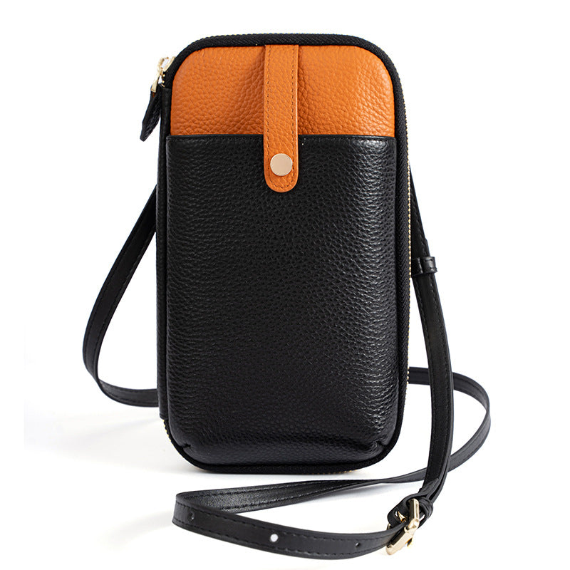 Women's Leather Stylish Color Matching Korean Style Phone Bags