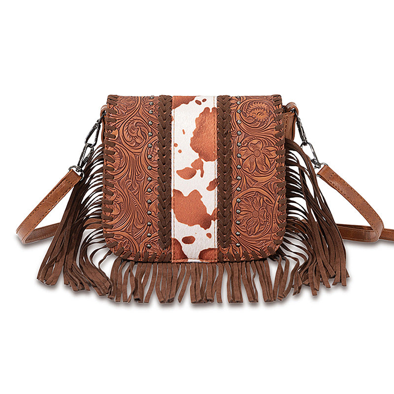 Women's Bohemian Ethnic Style Tassel Leather Crossbody Bags