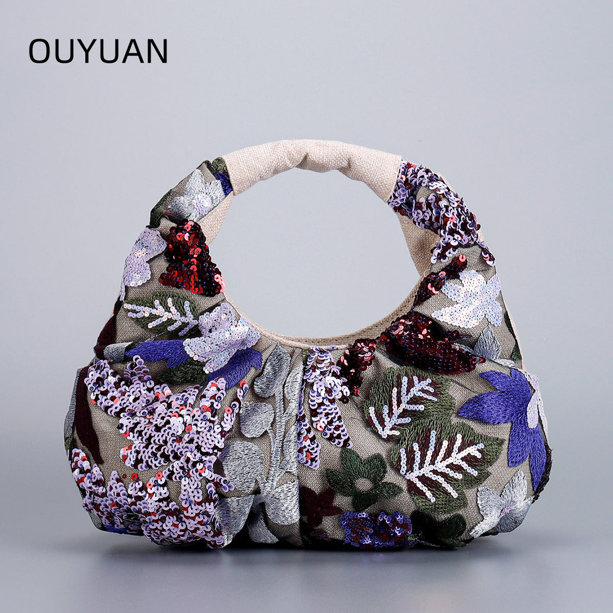Women's Niche Sequin Fashion High-grade Embroidery Portable Handbags