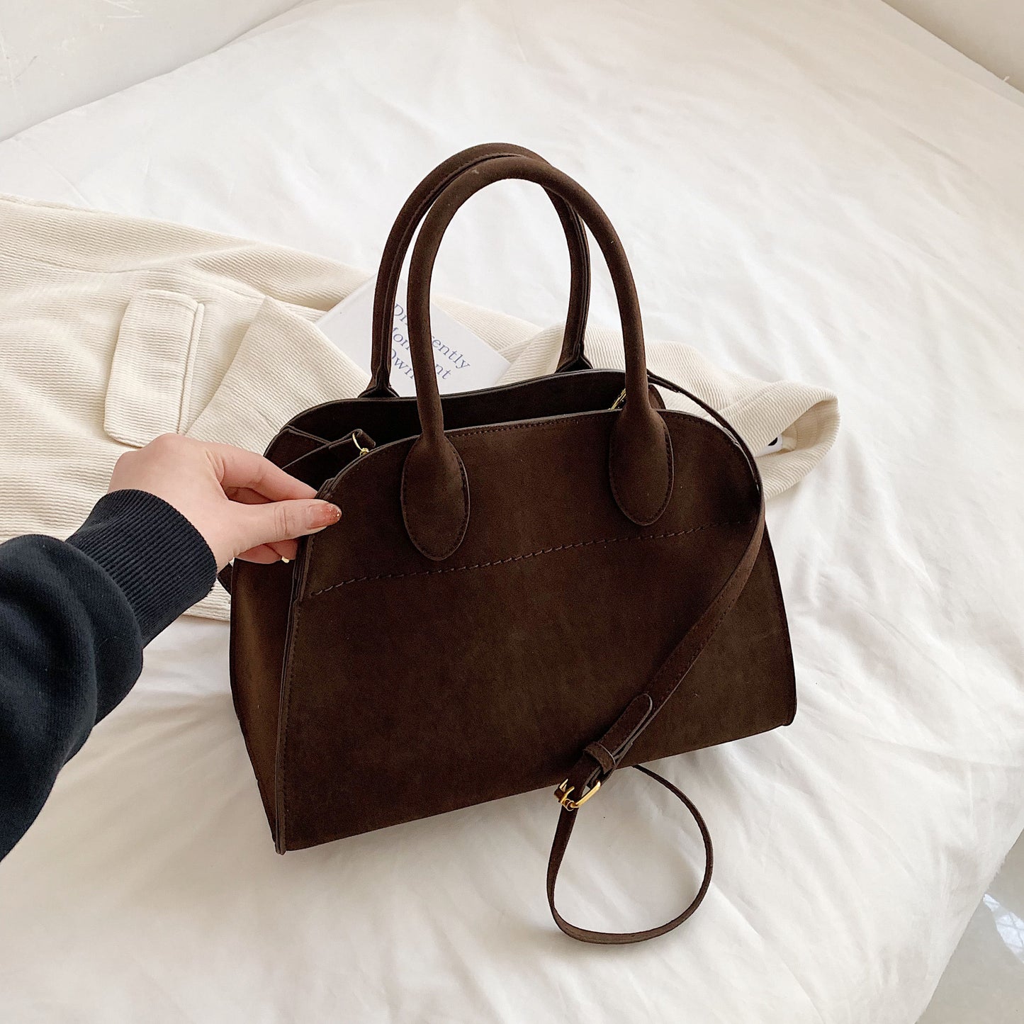 Large Capacity Light Luxury Suede French Handbags