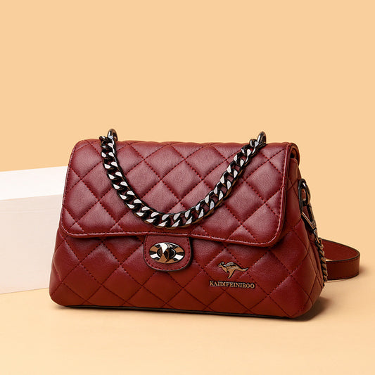 Women's Attractive Fashion Rhombus Embroidery Line Shoulder Bags