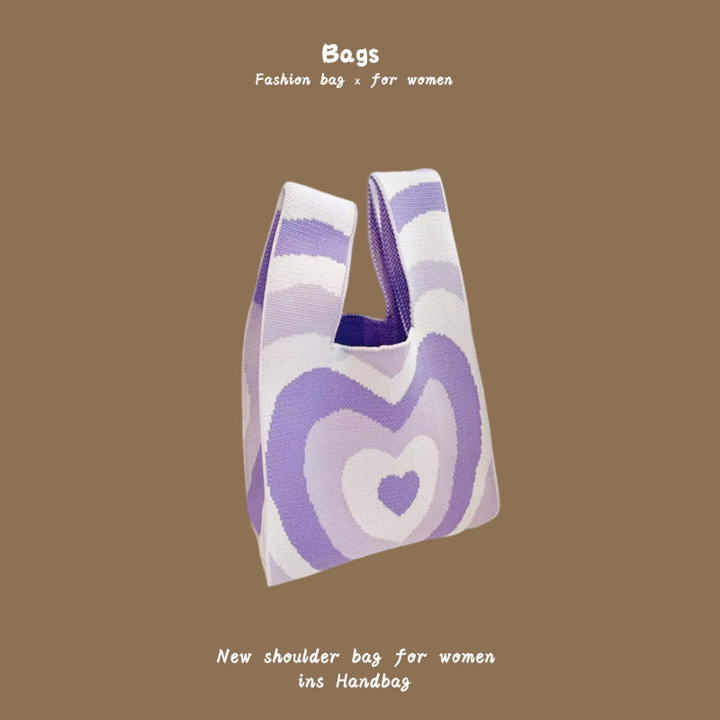Women's Hand Carrying Box Lunch Contrasting Color Bucket Bags