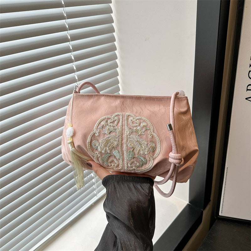 Embroidery Large Capacity Summer Fresh Pleated Bags