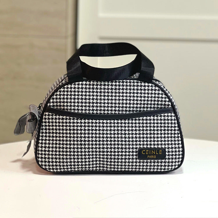 Women's Style Fashion Plaid Portable Large Capacity Toiletry Mummy Cosmetic Bags