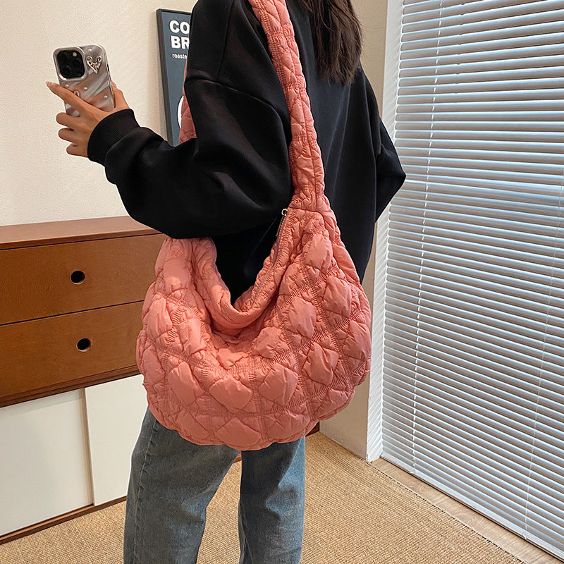 Pleated Large Capacity Cloud Niche High-grade Down Crossbody Bags