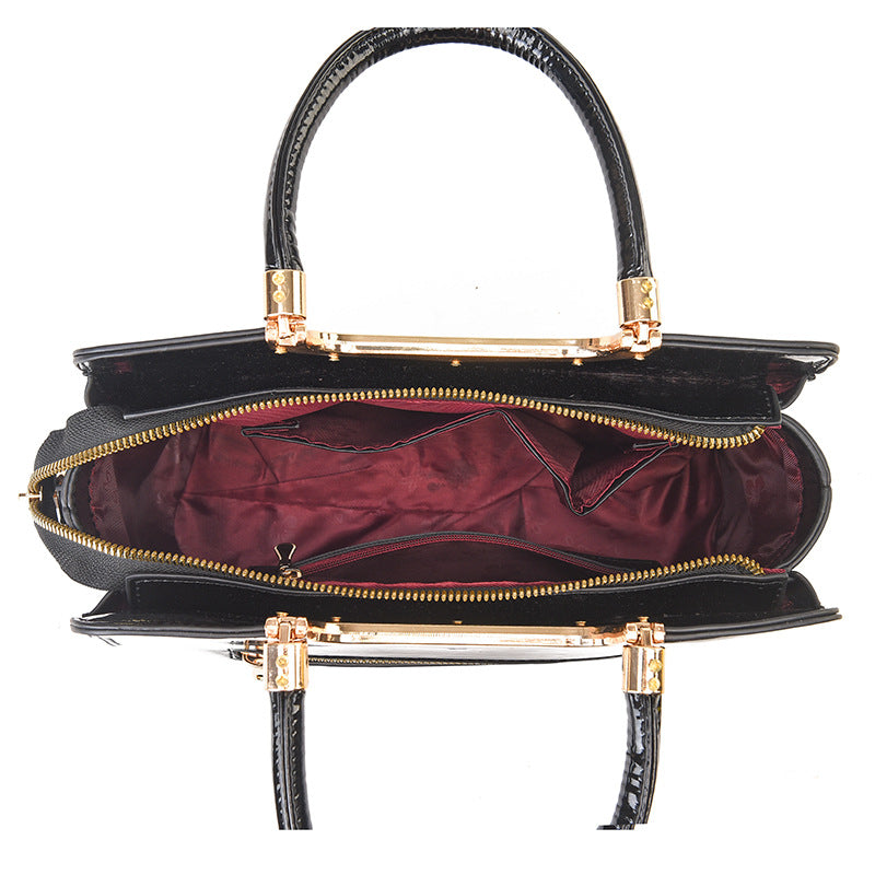 Women's Bright Leather Large Capacity Commuter Fashion Handbags