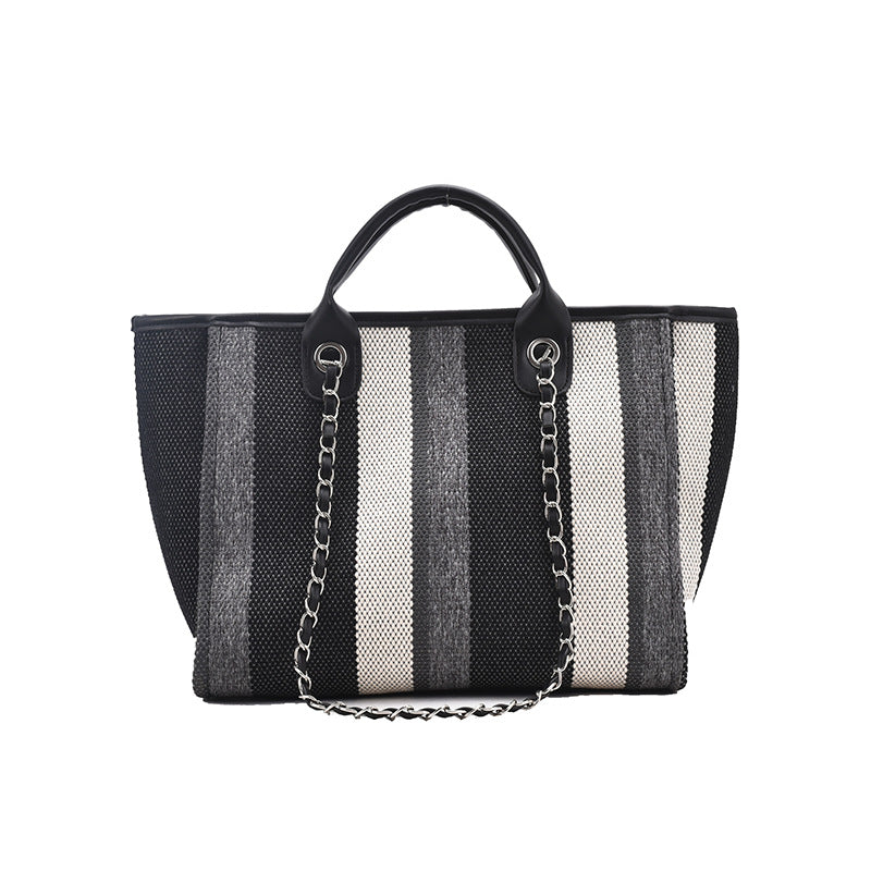 Women's Large Capacity Striped Chain Tide Class Women's Shoulder Bag