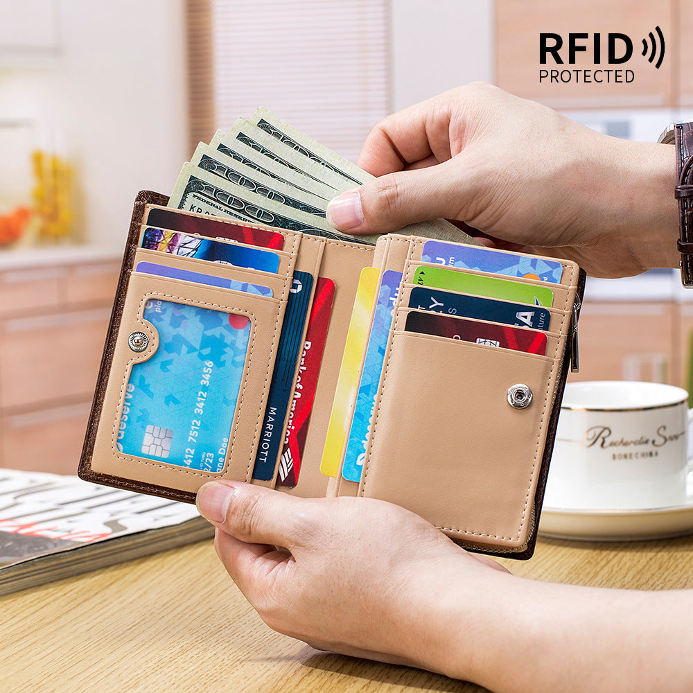 Men's Short Business First Layer Cowhide Retro Card Holder