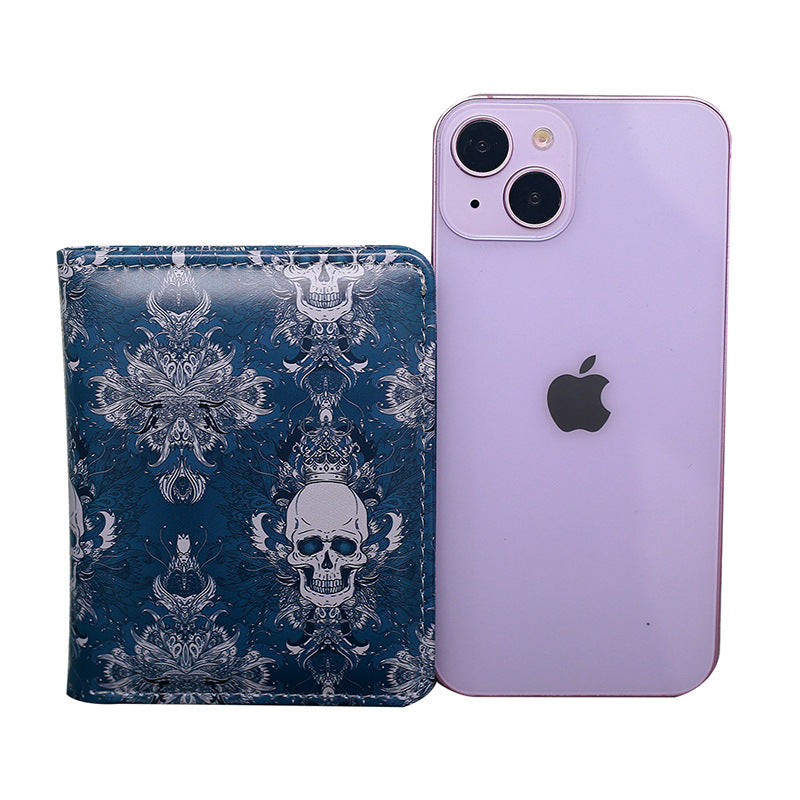 Women's & Men's Skull Short Printed Zipper Ladies Wallet