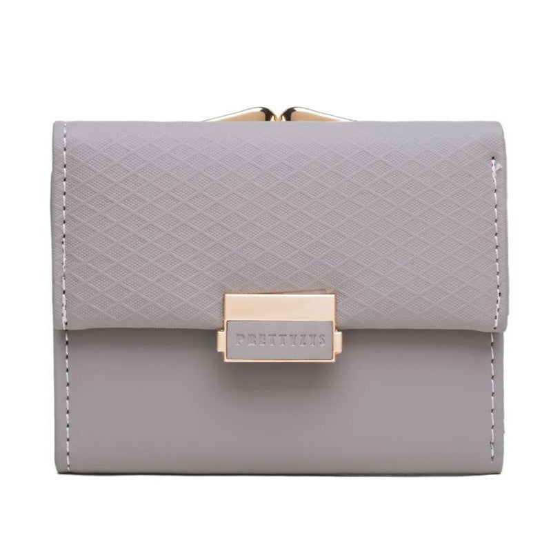 Women's Korean Style Short Plaid Leather Clutch Ladies Wallet
