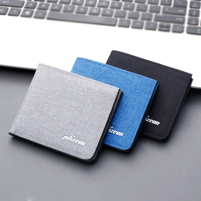 Men's Short Canvas Multiple Slots Horizontal Denim Men's Wallet