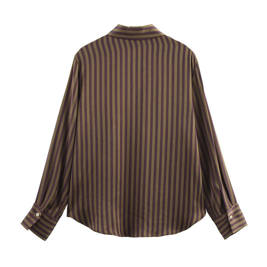 Women's Fashion Casual Striped Silk Satin Textured Suits