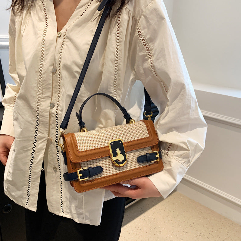 Women's Fashion Color Contrast Portable Design Pocket Small Square Bags