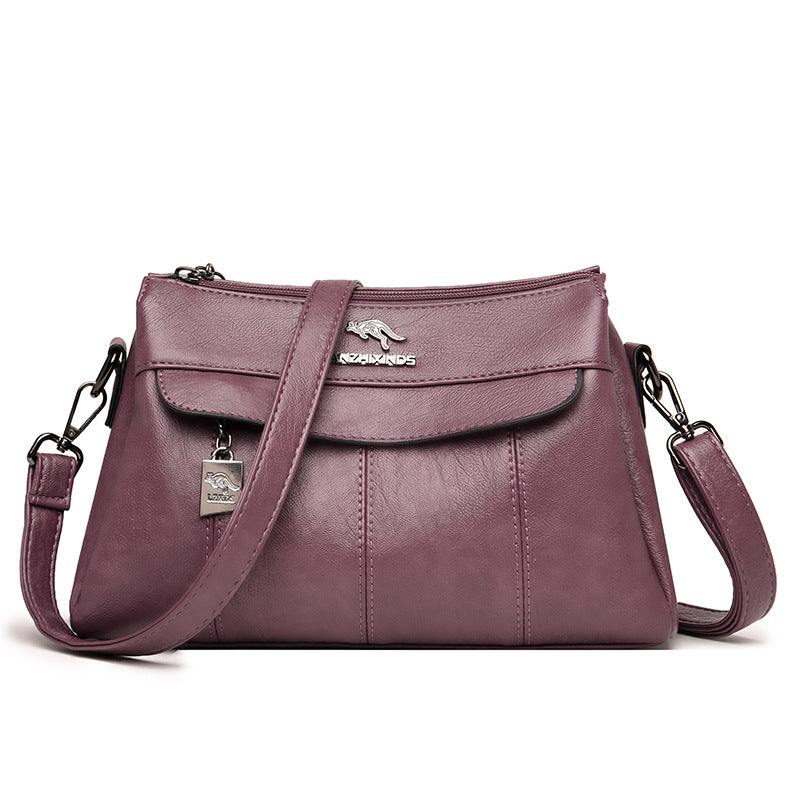 Women's Fashion Solid Color Soft Leather Large Shoulder Bags