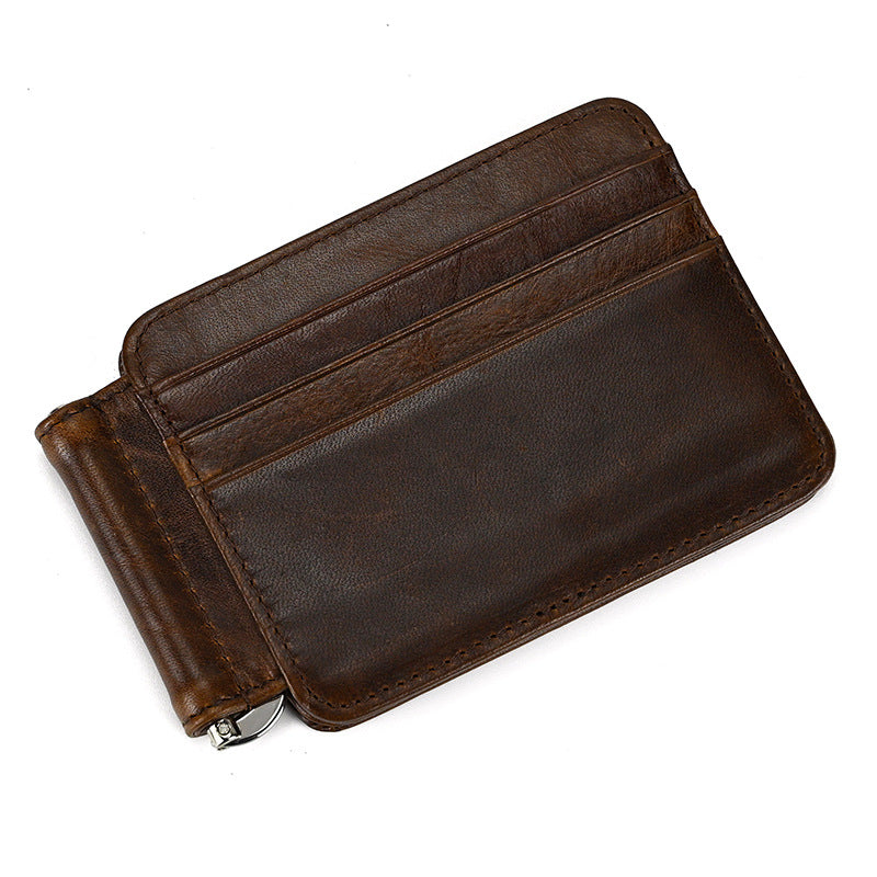 Men's Clip Genuine Leather Retro Clamp First Layer Men's Wallet
