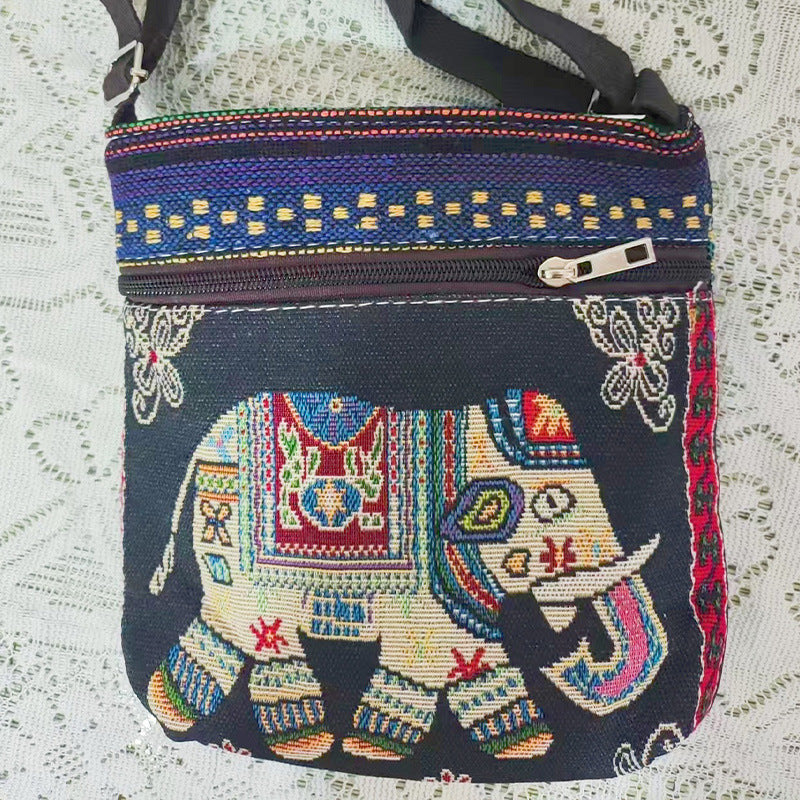 Women's Elephant Owl Shopping Canvas Trendy Women's Messenger Bag