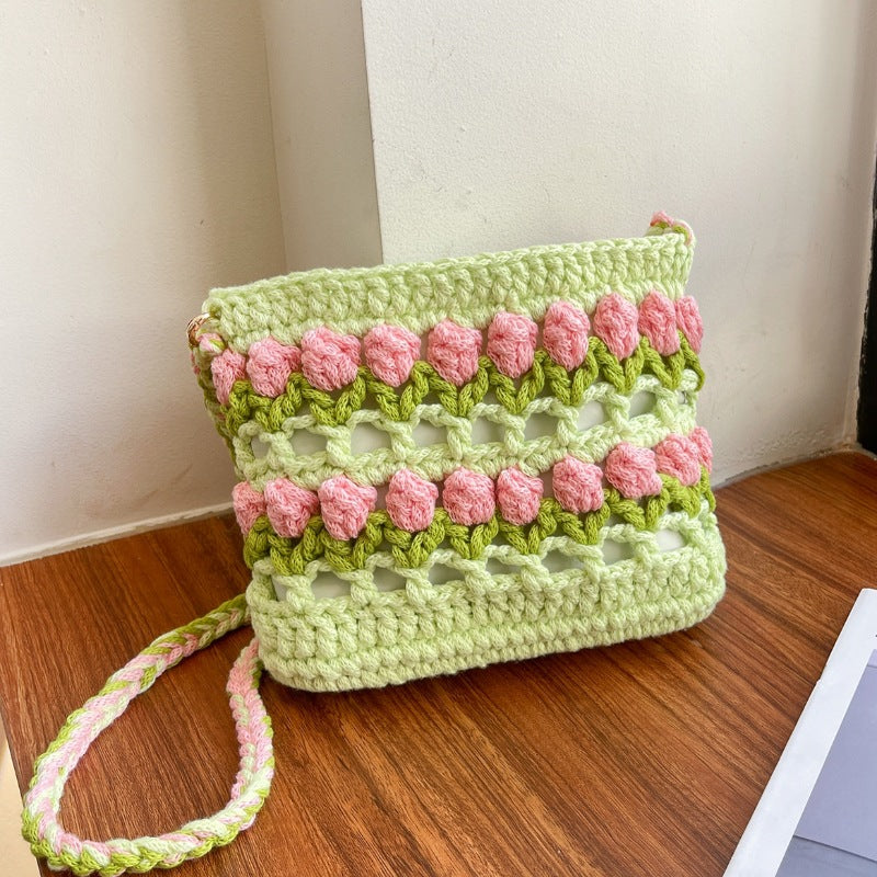 Tulip Hand-woven Material Homemade Summer Dopamine Bags