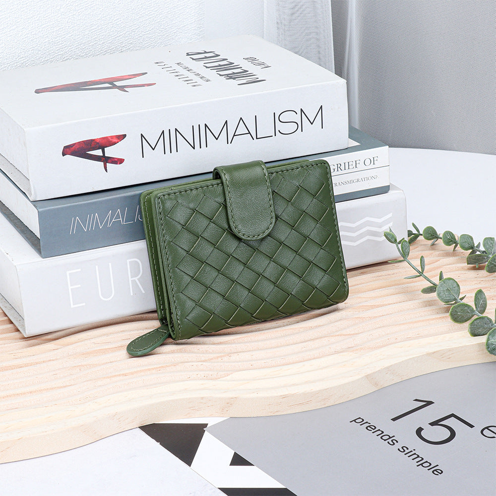 Leather Weave Unisex Multiple Slots One Ladies Wallets