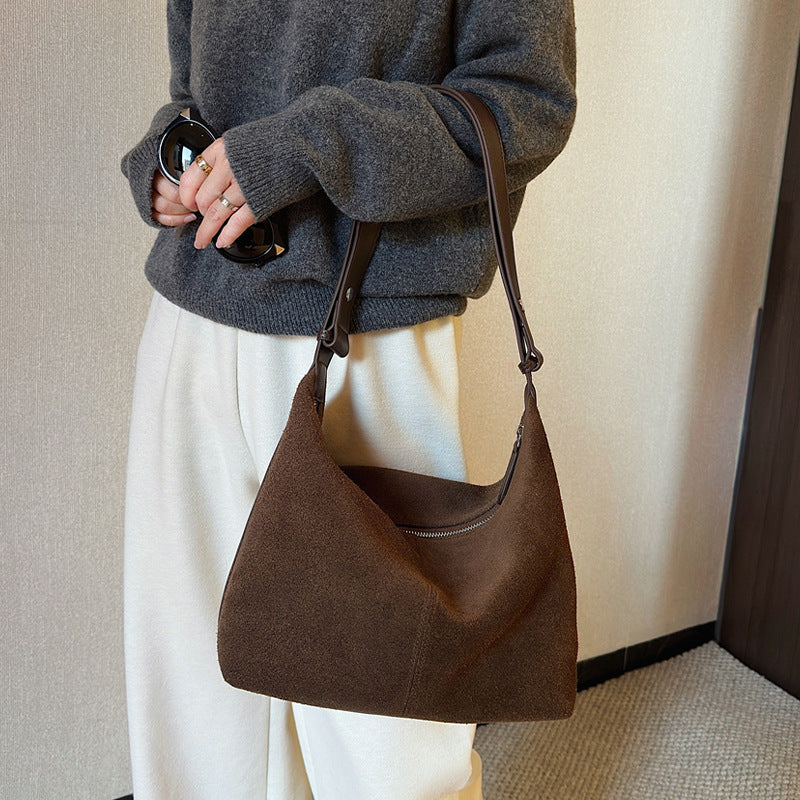Women's Summer Frosted Suede Large Capacity Underarm Women's Messenger Bag