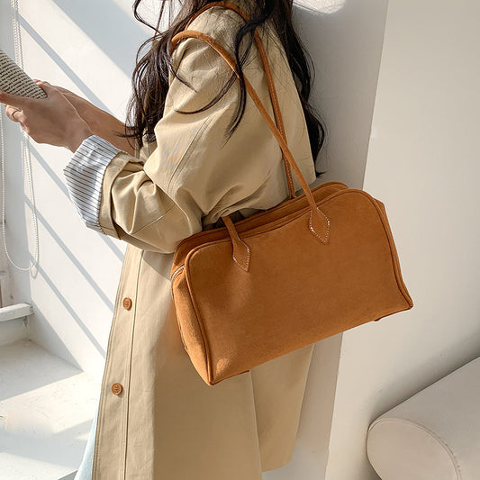 Women's Style Large Suede Frosted Vintage Boston Tote Bags
