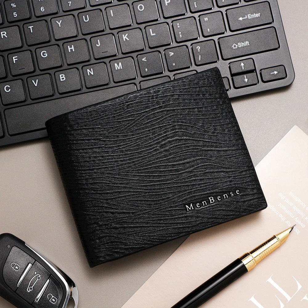 Men's Wave Pattern High Sense Business Short Three Fold Men's Wallet