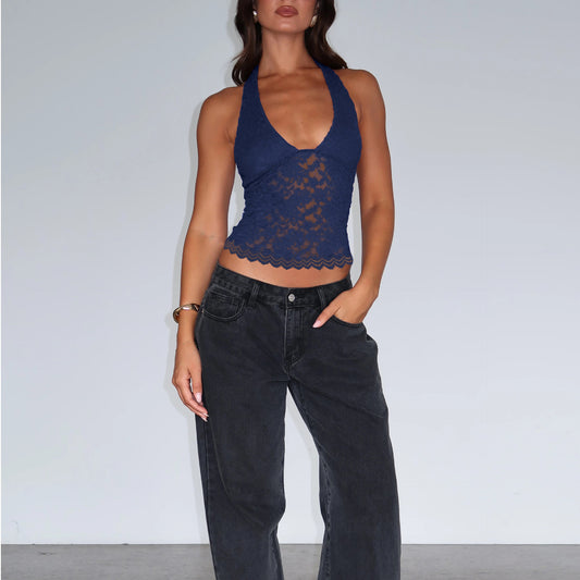 Women's Hot Hollow Lace Sexy Halter Tops