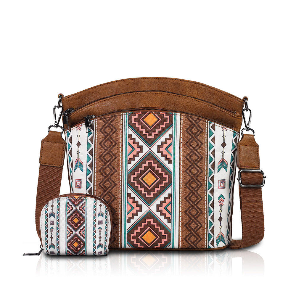 Bohemian Ethnic Style Two-piece Canvas Zipper Crossbody Bags