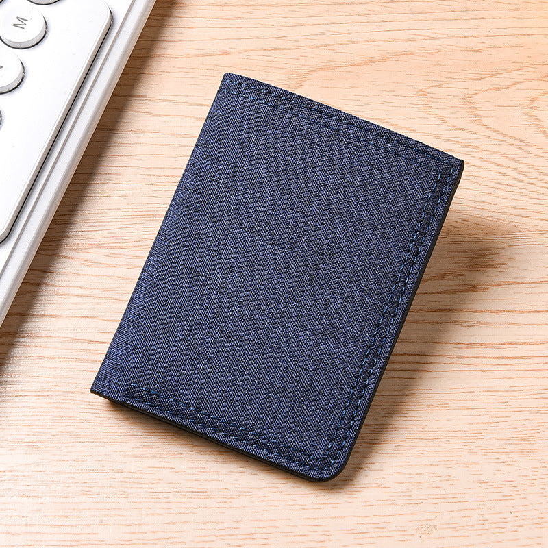 Men's Vertical Design Canvas Multiple Slots Simple Personality Horizontal Men's Wallet