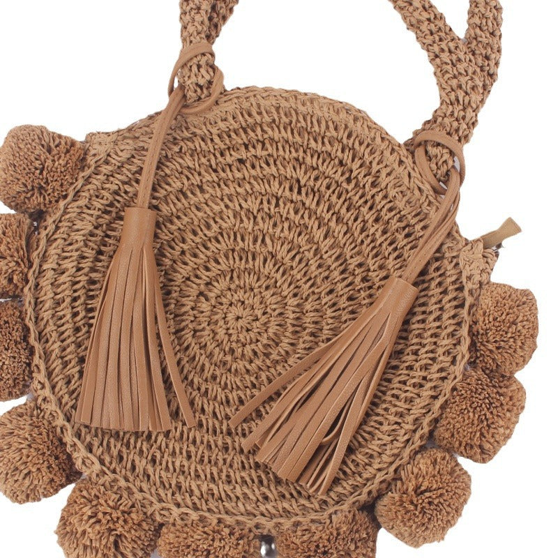 Vacation Beach Woven Round Ball Portable Crossbody Bags