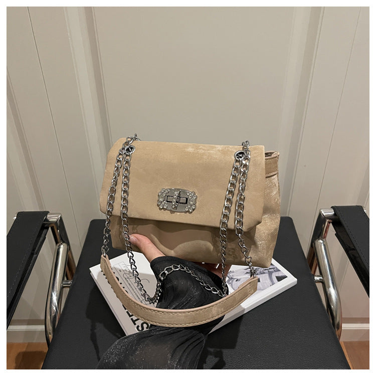 Women's Korean Style Sweet Solid Color Chain Large Women's Shoulder Bag