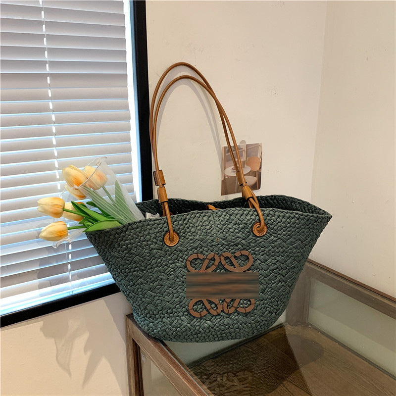 Straw Large Capacity French Hand-woven Holiday Crossbody Bags