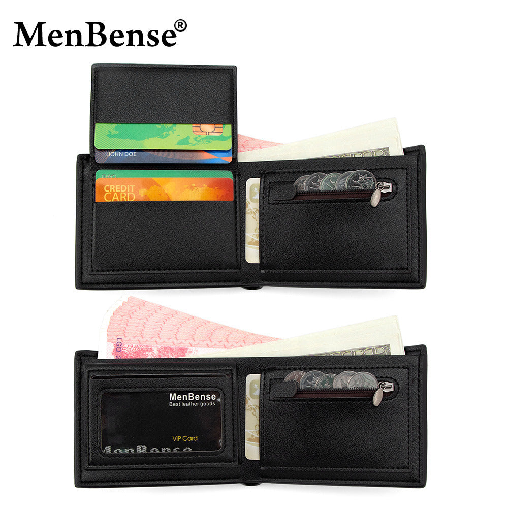 Men's Short Multiple Slots Large Capacity Flip-up Hinge Men's Wallet