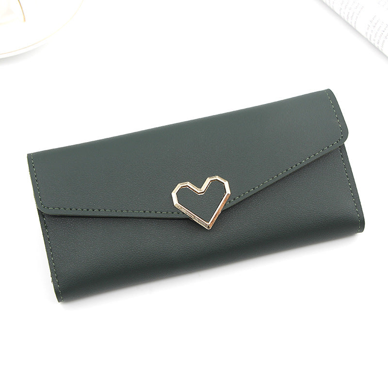 Women's Fashion Simple Heart-shaped Long Large Capacity Clutch Card Holder